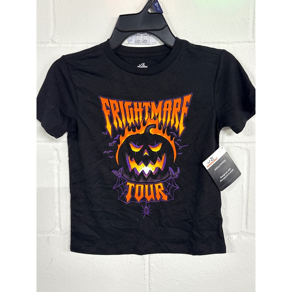 Way to Celebrate Halloween Frightmare Tour Graphic T-Shirt Kids XS 4-5 Black